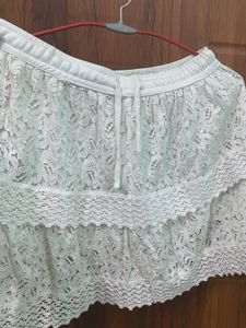 White Lace Embroided Skirt
