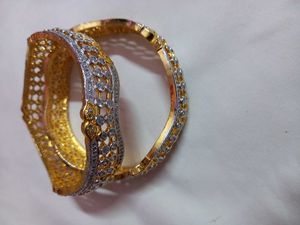 Gold Plated Bangles Wth Stones