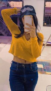yellow crop top with full sleeves