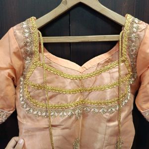 Elegant Peach Embroidered Lehenga Set
