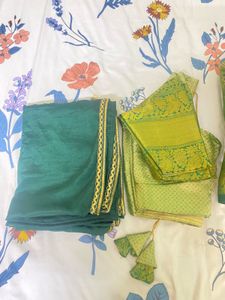 Green silk lehenga with Blouse and dupatta