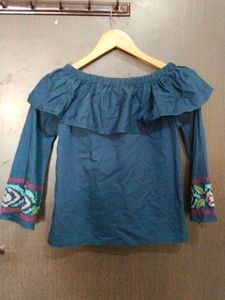 Embroidered Off-Shoulder Top