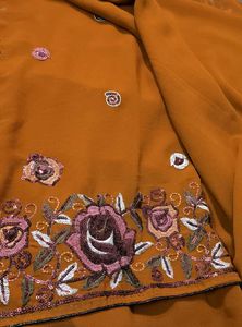 Mustard Embroidered Saree 💛