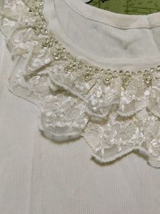 White Embellished Tank Top