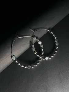 Silver Beaded Hoop Earrings