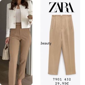 Zara Tan Beige High Waist Trousers