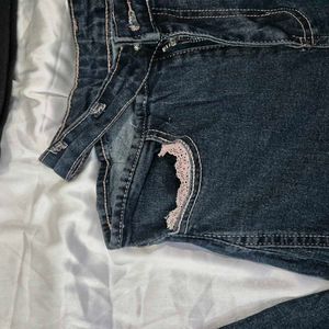 low waist bootcut Denim With Cutout Y2k