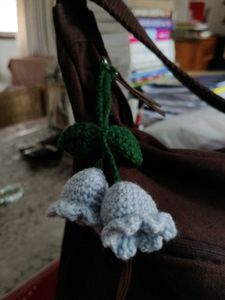 Blue Crochet Lily Of The Valley Flower Keychain