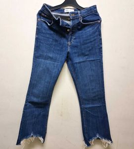 Zara Blue Denim Cropped Jeans