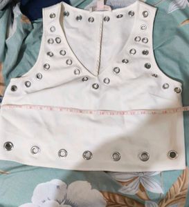 Forever 21 White Embellished Tank Top