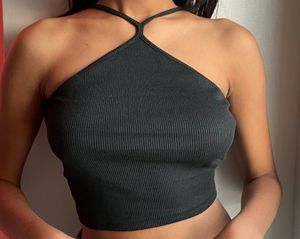 Black Crop Tank Top