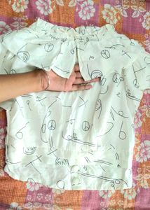 White Patterned Crop Top