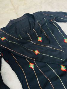 Black Embroidered Kurta Set
