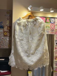 3D Flowers White Lace Skirt
