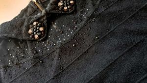 Embellished Collar Ribbed Knit Top