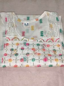 White Embroidered Kurti - XXL