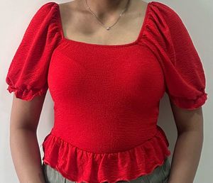 Only Bardot Top Red Color