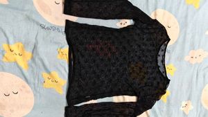 ZARA Black Mesh Long Sleeve Top