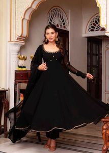 Urvashi Black Anarkali Kurta with Dupatta