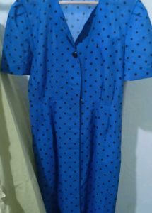 Blue Polka button down dress