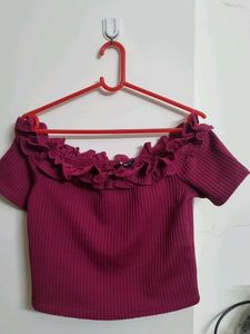 Ruffled Burgundy Crop Top