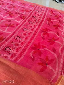 Printed Madhubani Cotton Blend Saree (Pink)