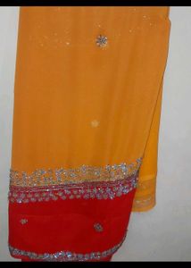 Gorgeous Red &amp; Orange Saree doble shade