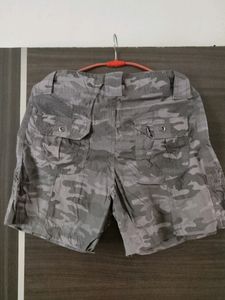 Grey Military Print Shorts