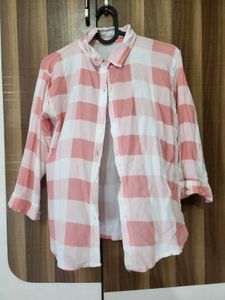 Pink And White Casual Shirt