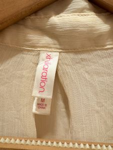 Beautiful Cream Sheer Button-Down Shirt