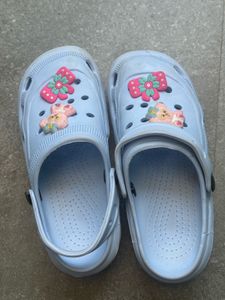 Cute Blue Clogs with Charms Size 38