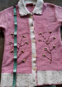 Pink - White Sweater For 8 to 12 year Girls