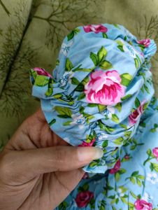 CLEARANCE Blue Floral Blouse Wrap Crop Top