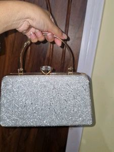 Sparkling Silver Clutch with Handle