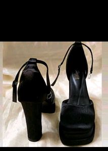 Black Glitter Platform Heels