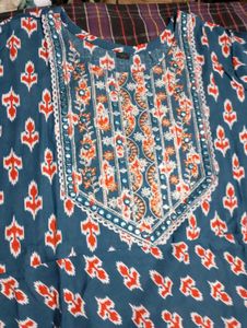 anarkali Embroidered Teal Kurta