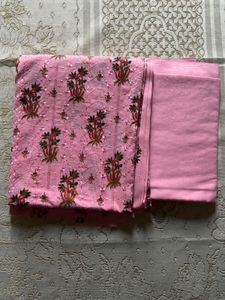 Pink chikan work Embroidered Dress Material
