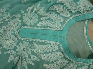 Sea Green Chikankari Kurti With Lining