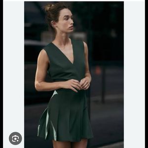 Zara Elegant Green pleated mink Dress