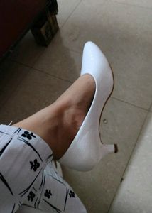 White Croc Kitten Heels