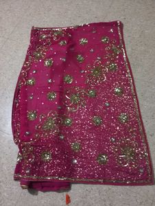 Pink Embellished Saree