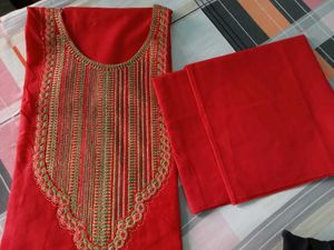 Elegant Red Suit And Salwar Material For Women