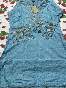 Trendy Pakistani Straight Kurti Set  Ocean Blue 💙