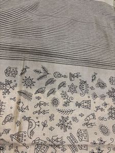 Linen Blend Saree - Grey