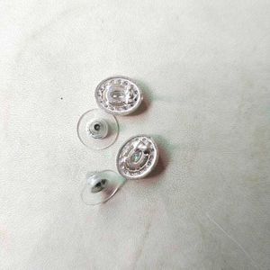 Pure Silver Ovel Shape AD Studs/Earrings 1 pair