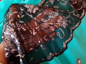 Sky Blue Heavy Net Work Saree With Blouse