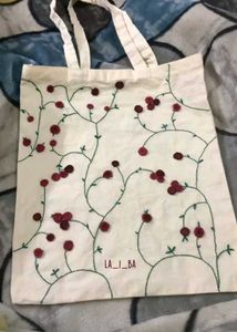 Embroidered Floral Tote Bag