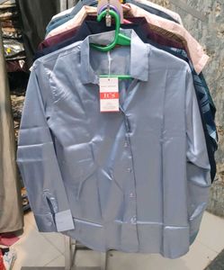 Elegant Blue Satin Shirt