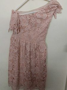 Cream Coloured Light Pink Lacy Dress