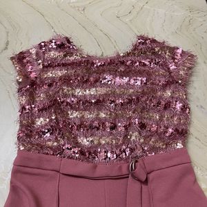 Salmon Pink Jumpsuit With Sequin